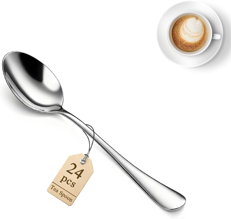 24-teiliges Teelöffelset (14 Cm), Mini-edelstahllöffel Für Desserts, Eiscreme, Metallbesteck Für Zuhause, Küche, Restaurant Und Café