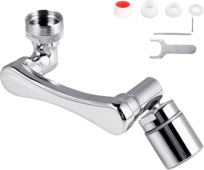 1440° Wasserhahn-luftsprudler – Drehbarer Wasserhahn-aufsatz – 2 Wassersparmodi, Kompatibel Mit Badezimmer- Und Küchenspülen (silber)