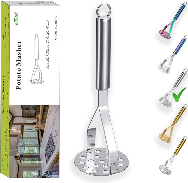 Robuster Kartoffelstampfer Aus Edelstahl. Kartoffelstampfer Aus Metall. Handküchenhelfer – Vielseitig – Hitzebeständig – Spülmaschinenfest – Leicht Zu Reinigen