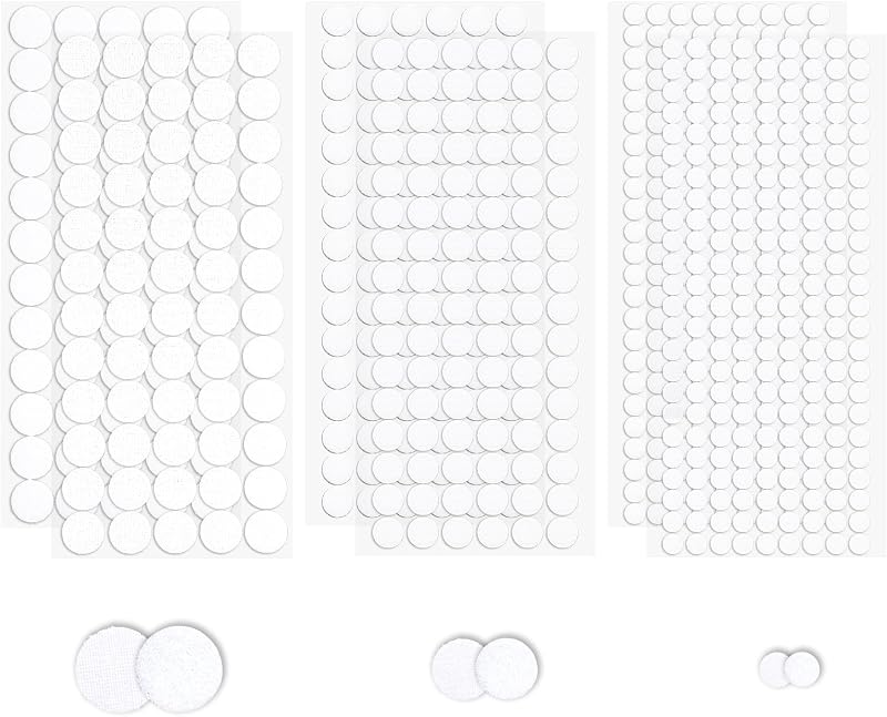 Runde Kratzaufkleber 10/15/20 Mm, 1488 Stück, 744 Paare, Selbstklebende Klettpads Für Papier, Kunststoff, Glas, Metall, Holz (weiß)