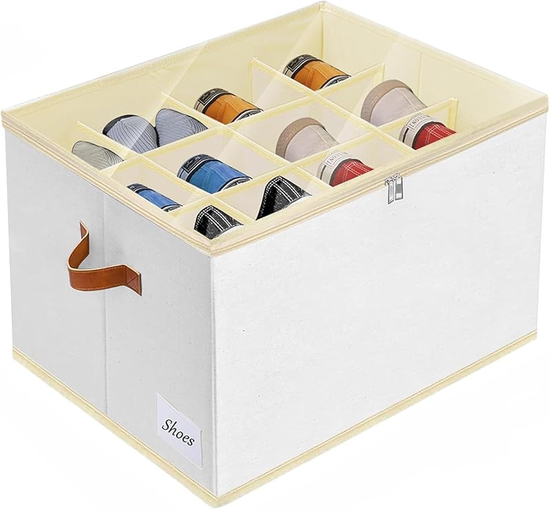 Schuhaufbewahrungsbox, Platz Für 12 Paar Schuhe, Faltbar, Große Schuhaufbewahrungsbox Für Den Kleiderschrank Mit Bodenverstärkung Und Verstärkten Griffen