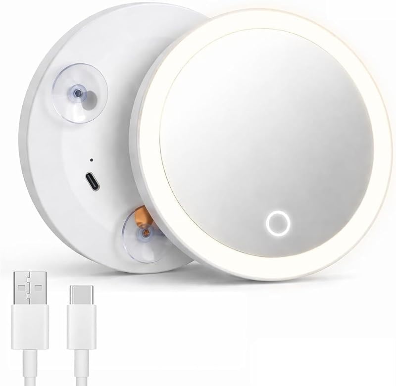 30-fach Vergrößernder, Beleuchteter Spiegel Mit Saugnapf, 3 Led-farben Und Einstellbarer Helligkeit Wand- Oder Reise-schminkspiegel, Usb-aufladbar, Für Perfekte Präzision, Faltbar Und Tragbar, Ideal