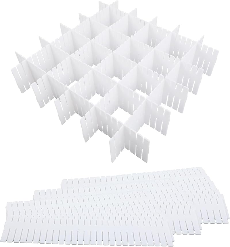 24 Verstellbare Schubladeneinteiler, Schubladen-organizer-gitter, Schubladenteiler, Verstellbarer Schubladentrenner, Ideal Für Büro, Küche, Schlafzimmer Und Badezimmer (weiß)