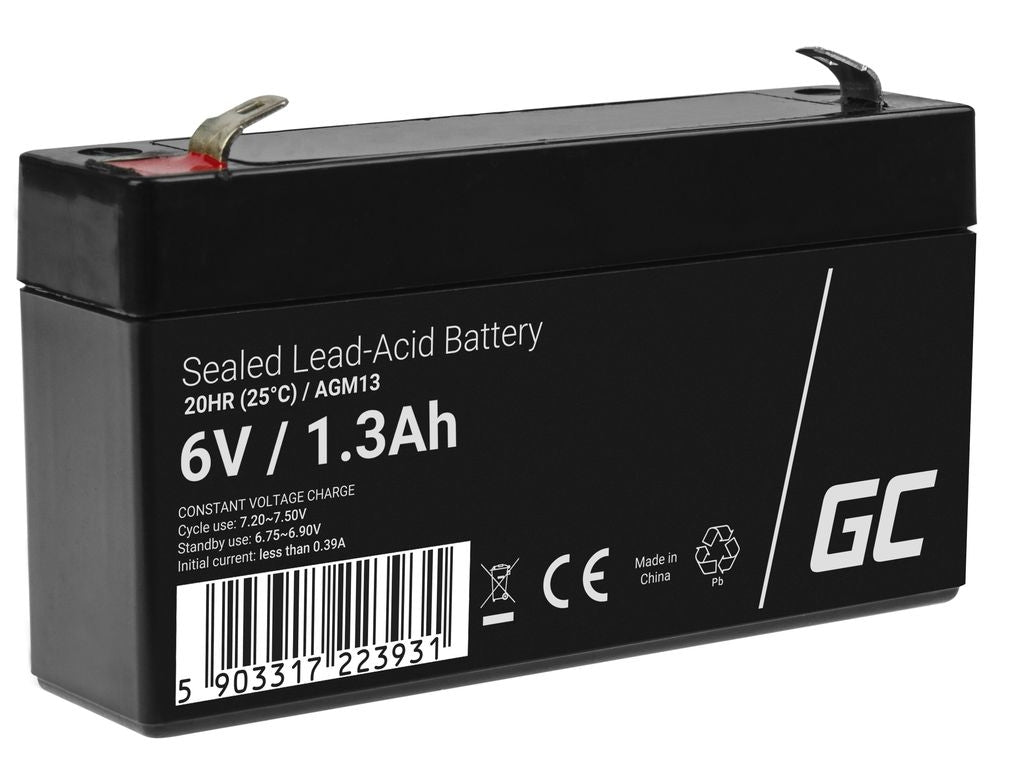Green Cell 6v 1,3ah Vrla-batterie - Wartungsfrei Für Alarmanlagen Und Spielzeug
