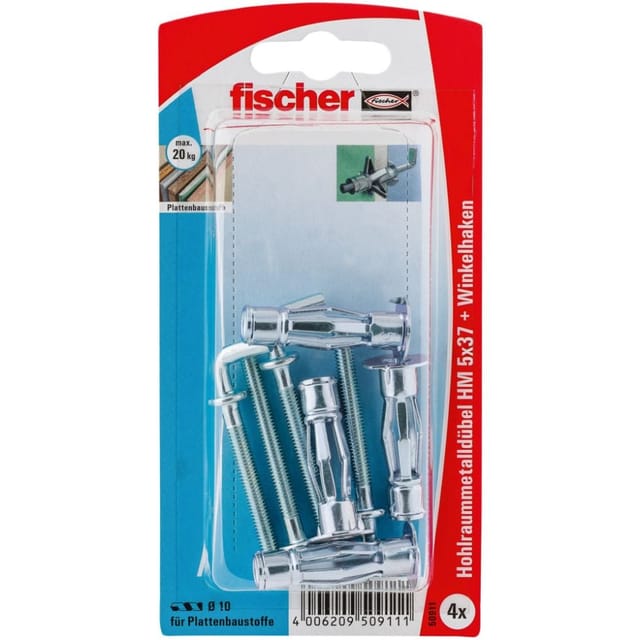 Fischer - Hohlraumdübel aus Metall 5.0 x 37 mm - 4 Stück Dübel