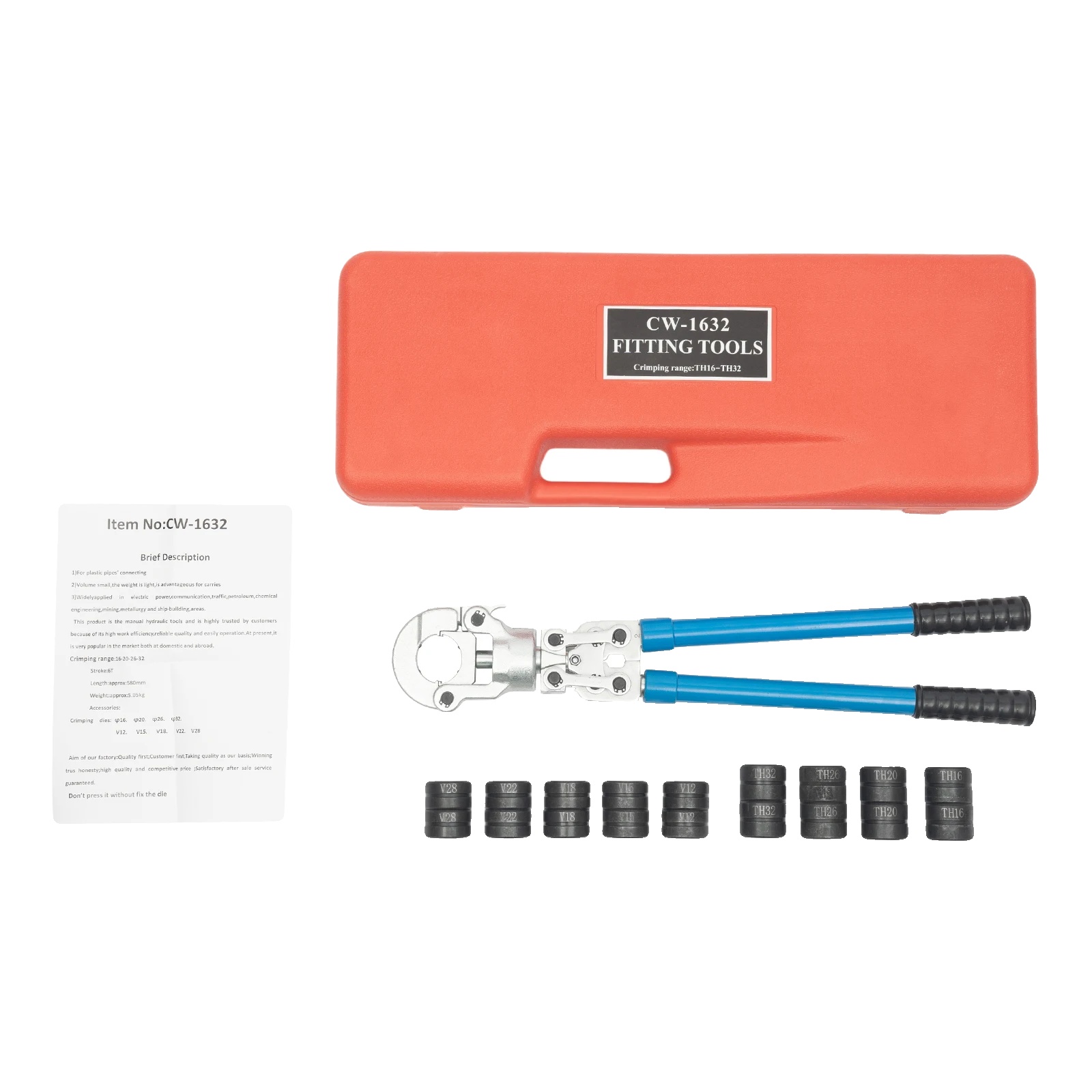 Pex-crimpzange, Ergonomischer Griff, Drehbarer Kopf, Orange