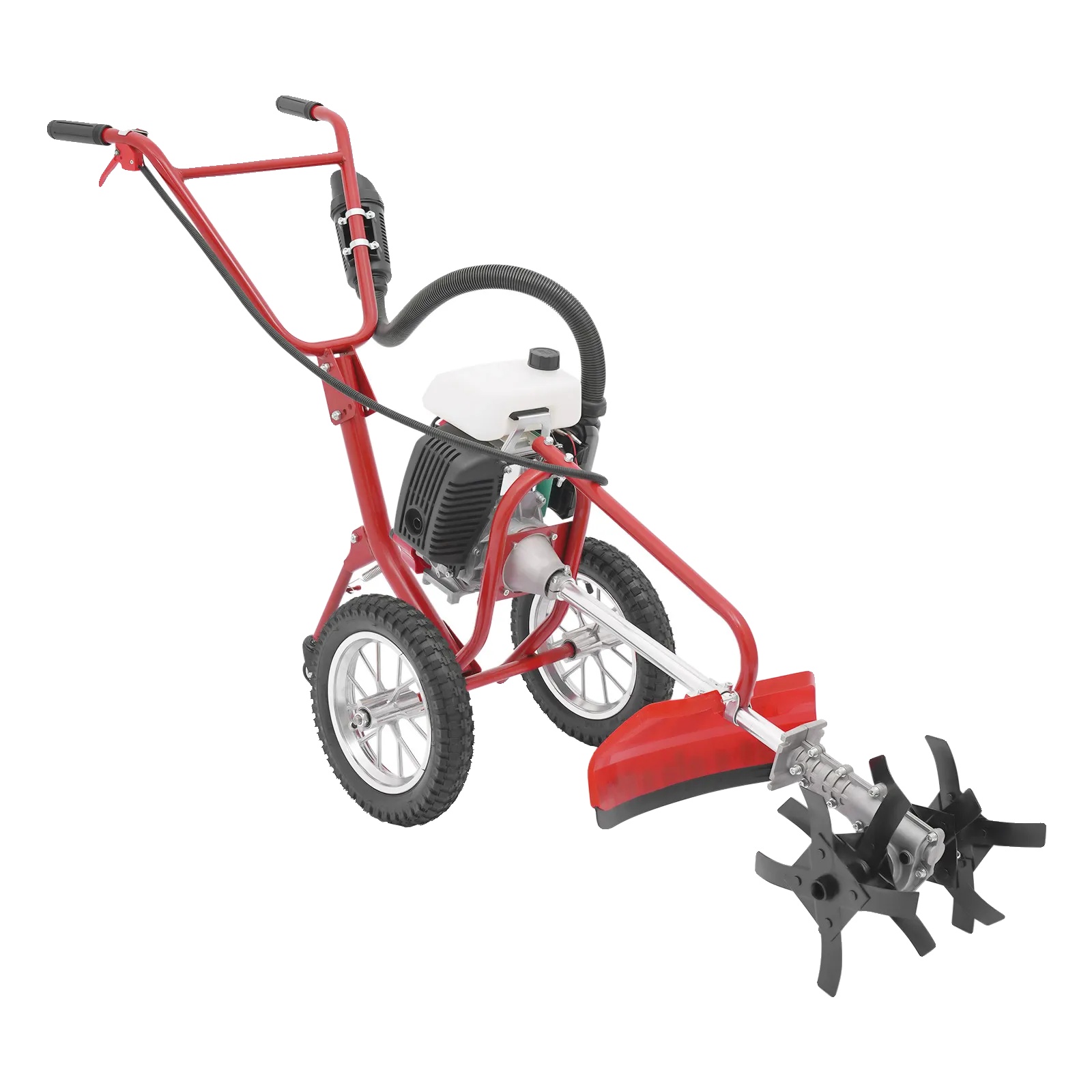 Benzinbetriebene Motorhacke, 4 Ps Motor, Robuste Stahlkonstruktion, Rot Und Schwarz