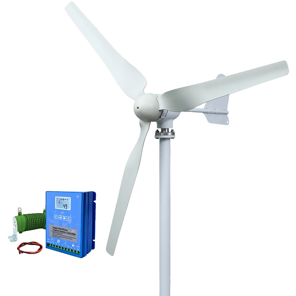 Windkraftanlage, Effiziente Energienutzung, Nachhaltige Bauweise, Mit Hybridsteuerung – A) 5000 W – B) 12 V