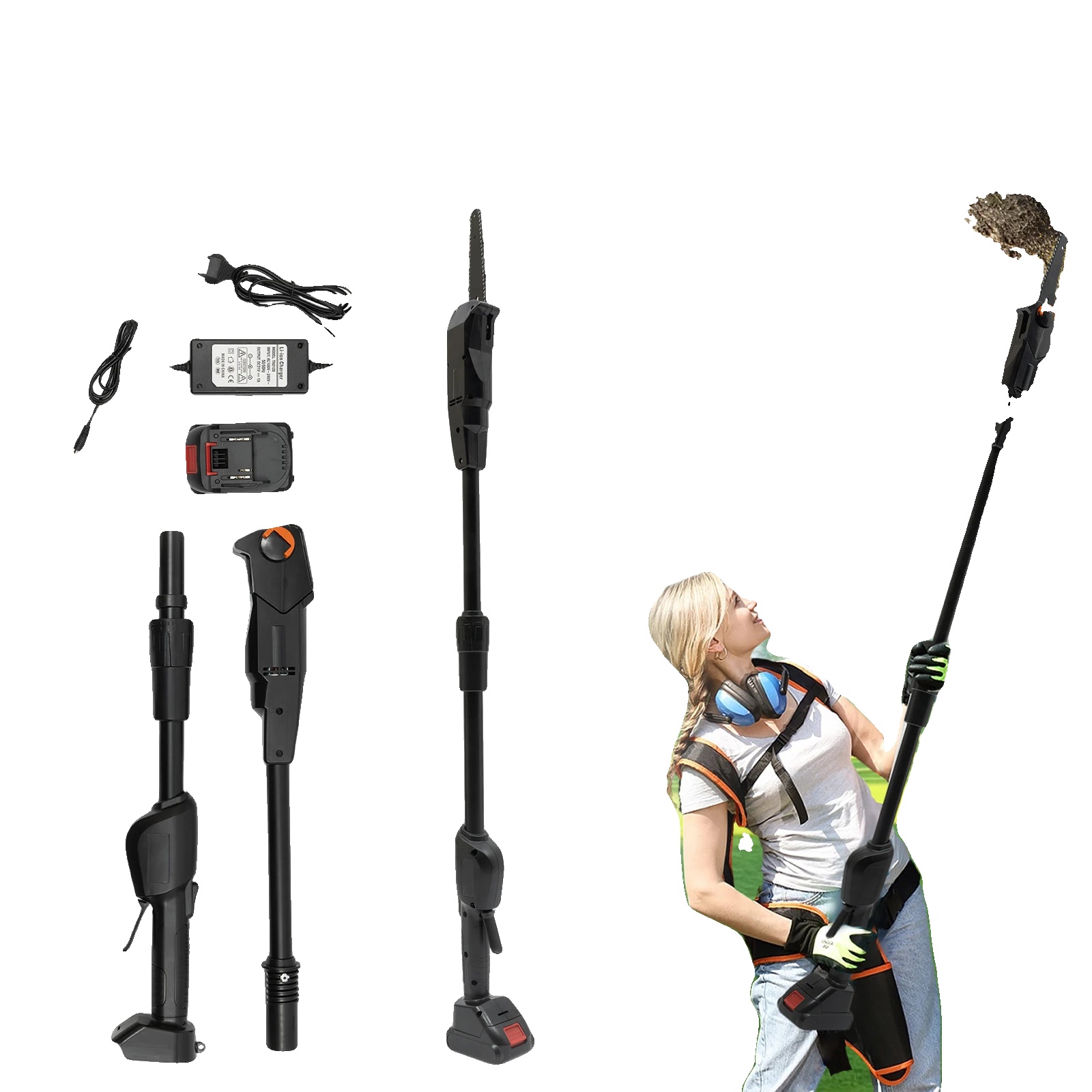 Akku-teleskopsäge, 552 W Nennleistung, 18 Cm Führungsschiene, 4500 U/min Leerlaufdrehzahl, 1500 Mah Akku, 15 Mm Kettenstärke