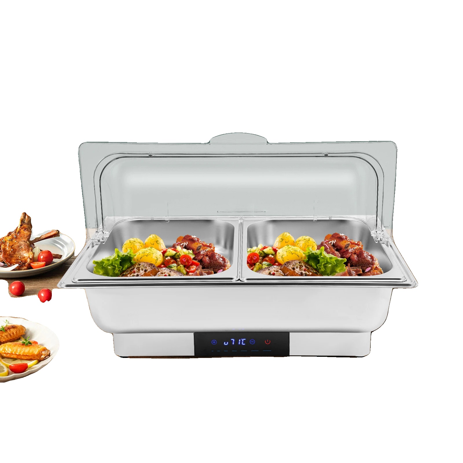 Elektrisches Bain-marie, Temperaturregelung, Edelstahl, Silber