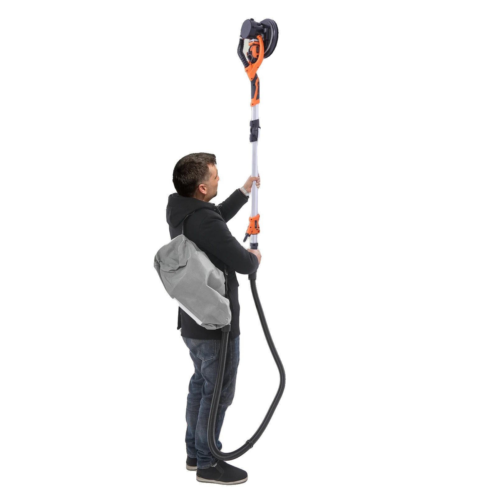 Elektrischer Gipsschleifer, 850 W Leistung, 6 Variable Geschwindigkeiten, Verstellbare Länge Bis Zu 1,5 M, Integriertes Staubabsaugungssystem, Ergonomisches Griffdesign