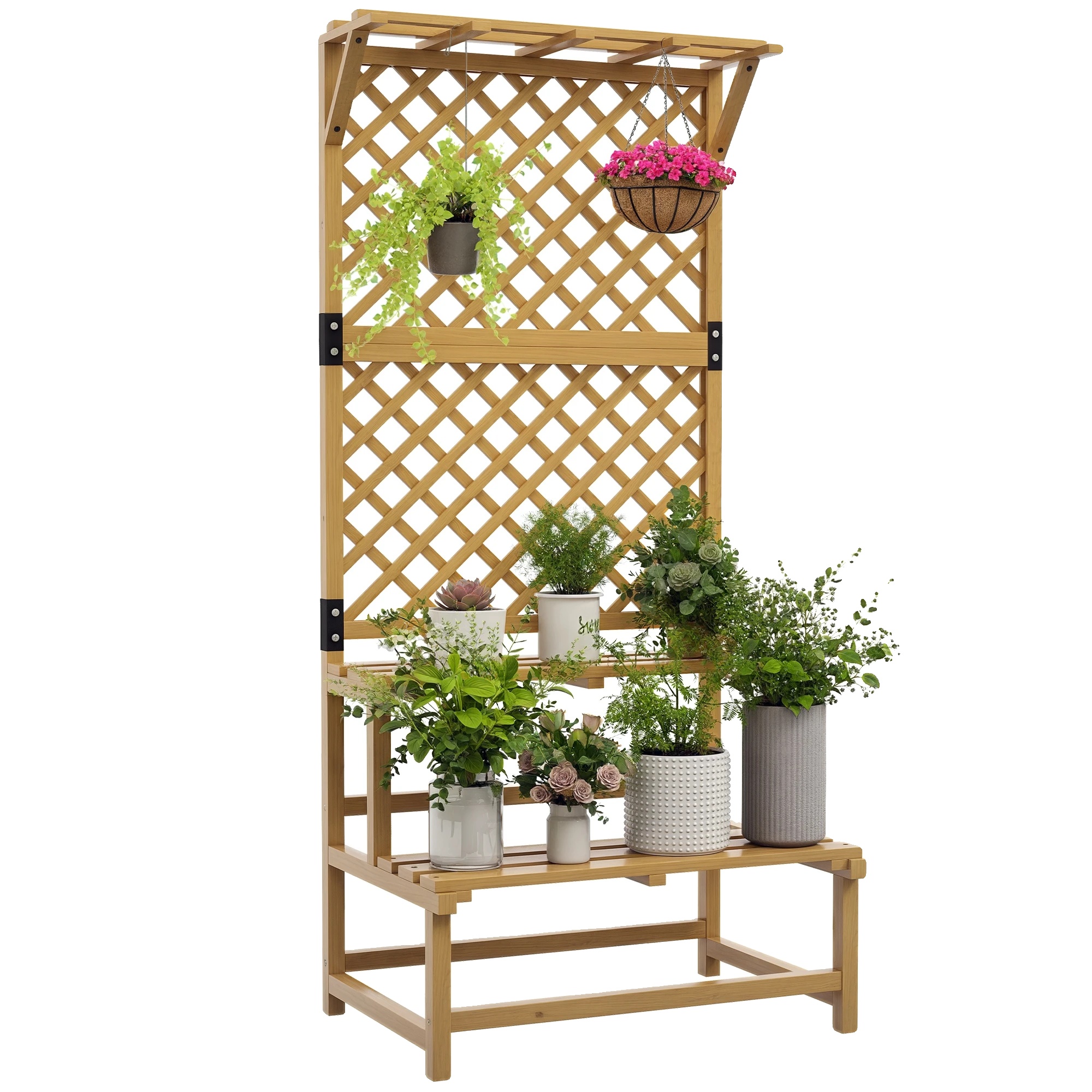 Pflanzenregal, Mehrstufiges Design, Rankhilfe Für Kletterpflanzen, Khaki