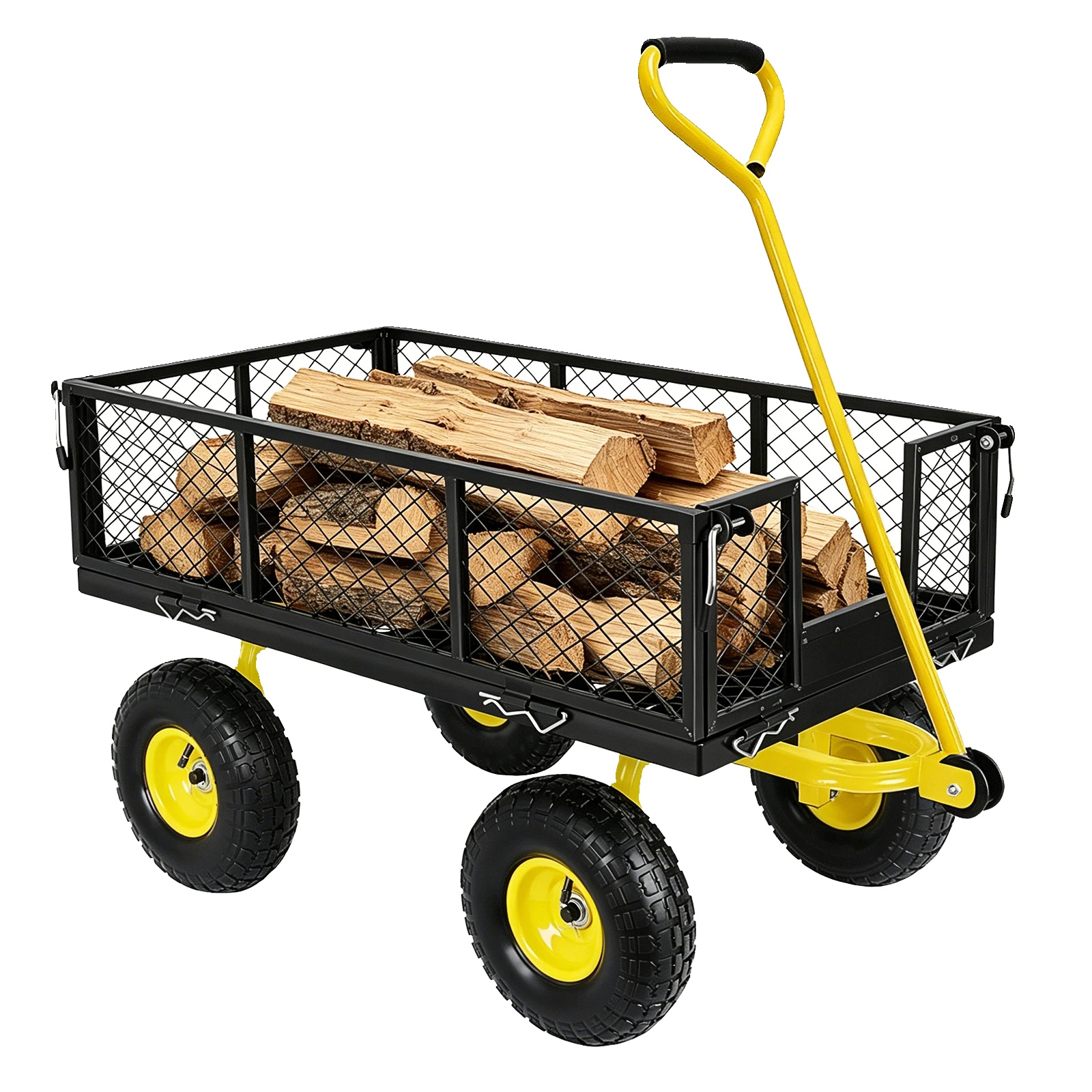 Gartenwagen, 2-in-1-design, 10-zoll-geländeräder, Gelb/schwarz