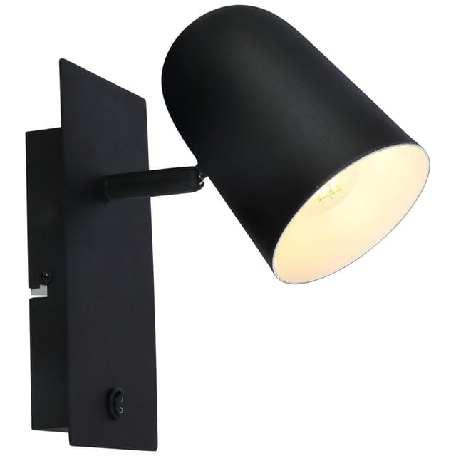 BRILLIANT Lampe Ayr Wandspot Schalter schwarz matt 1x D45, E14, 18W, geeignet für Tropfenlampen (nicht enthalten) Mit Kippschalter