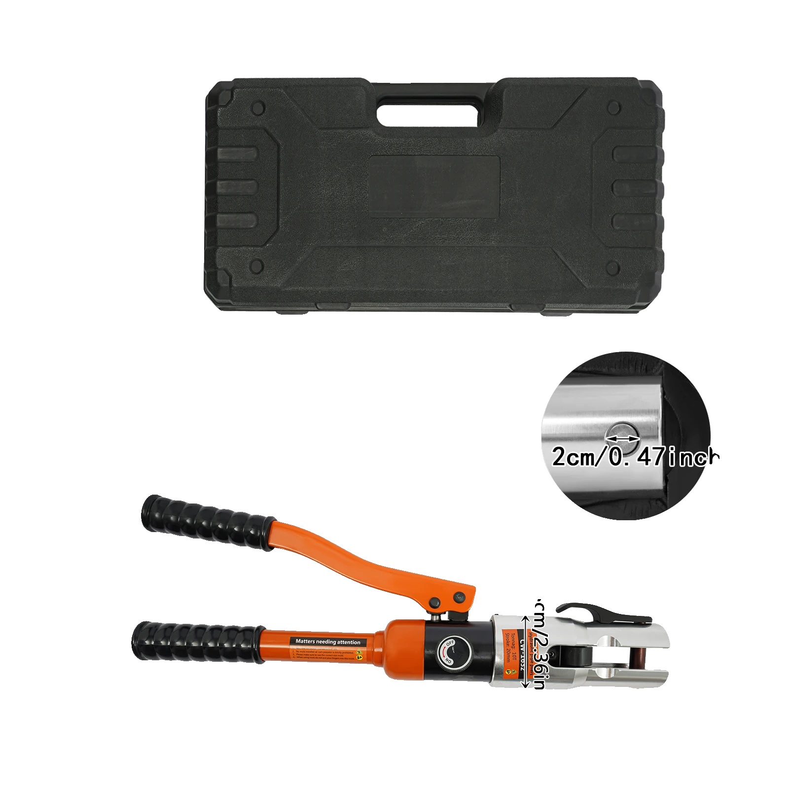 Crimpzange, Hydraulische Leistung, Austauschbare Backen, Orange