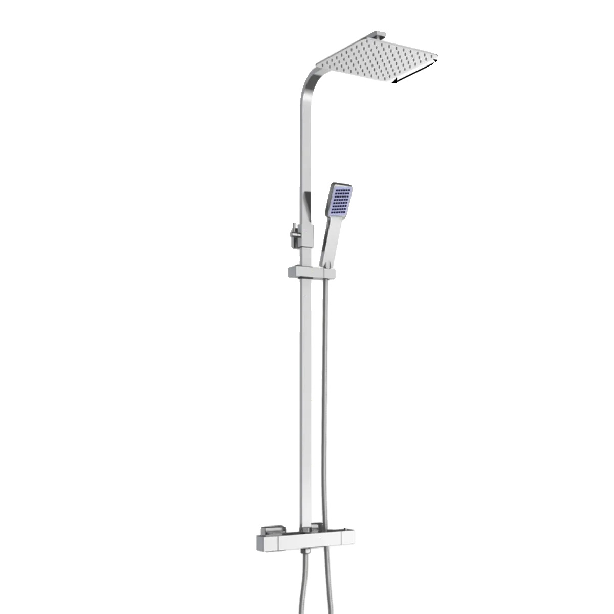 Regenduschkopf, Quadratisches Design, Einstellbares Thermostatsystem, Hellsilber