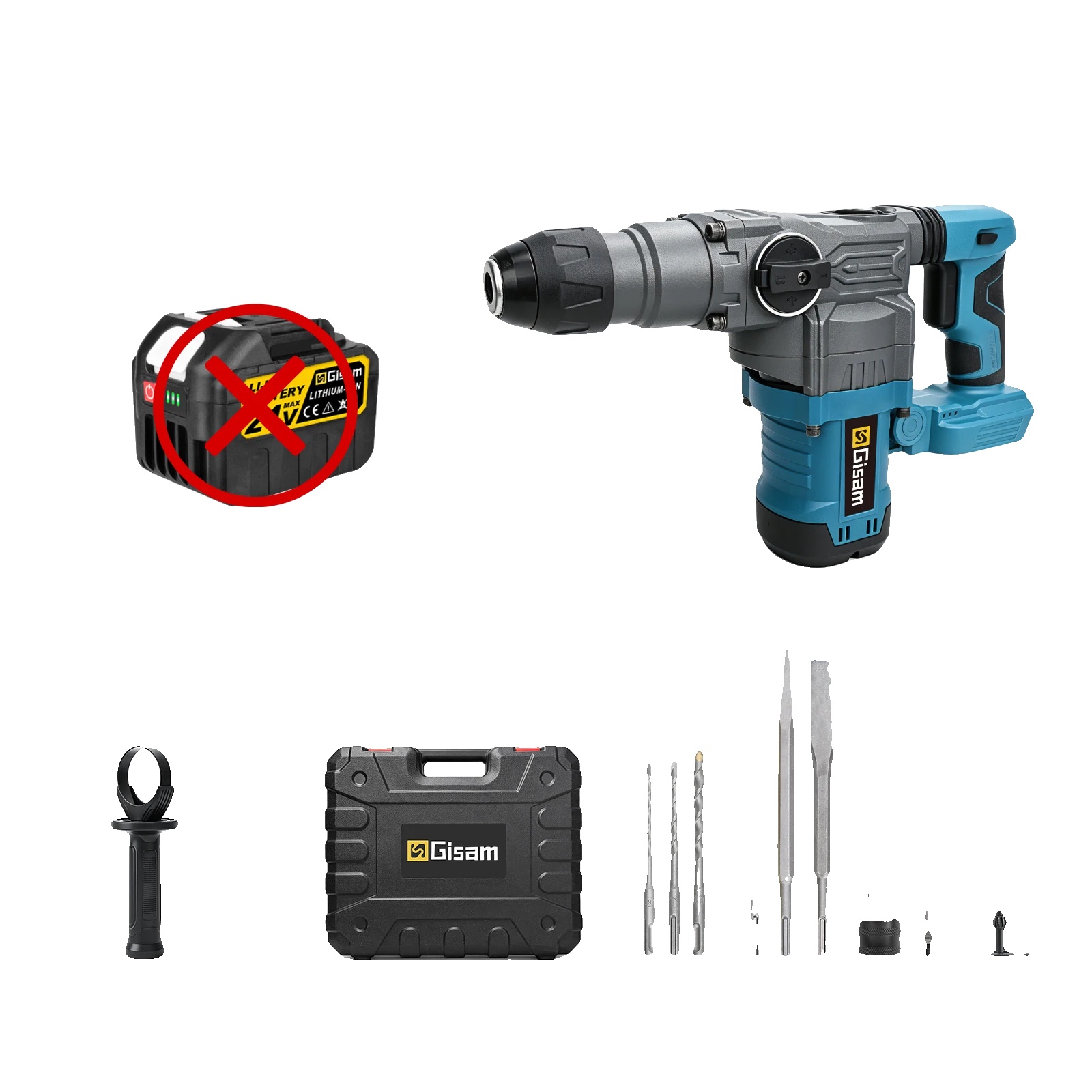 Bohrhammer, Bürstenloser Motor, Zwei Betriebsmodi, Kein Akku, Kein Netzstecker