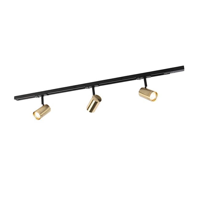Schienensystem mit 3 Spots 1-phasig schwarz mit Gold - Jeana