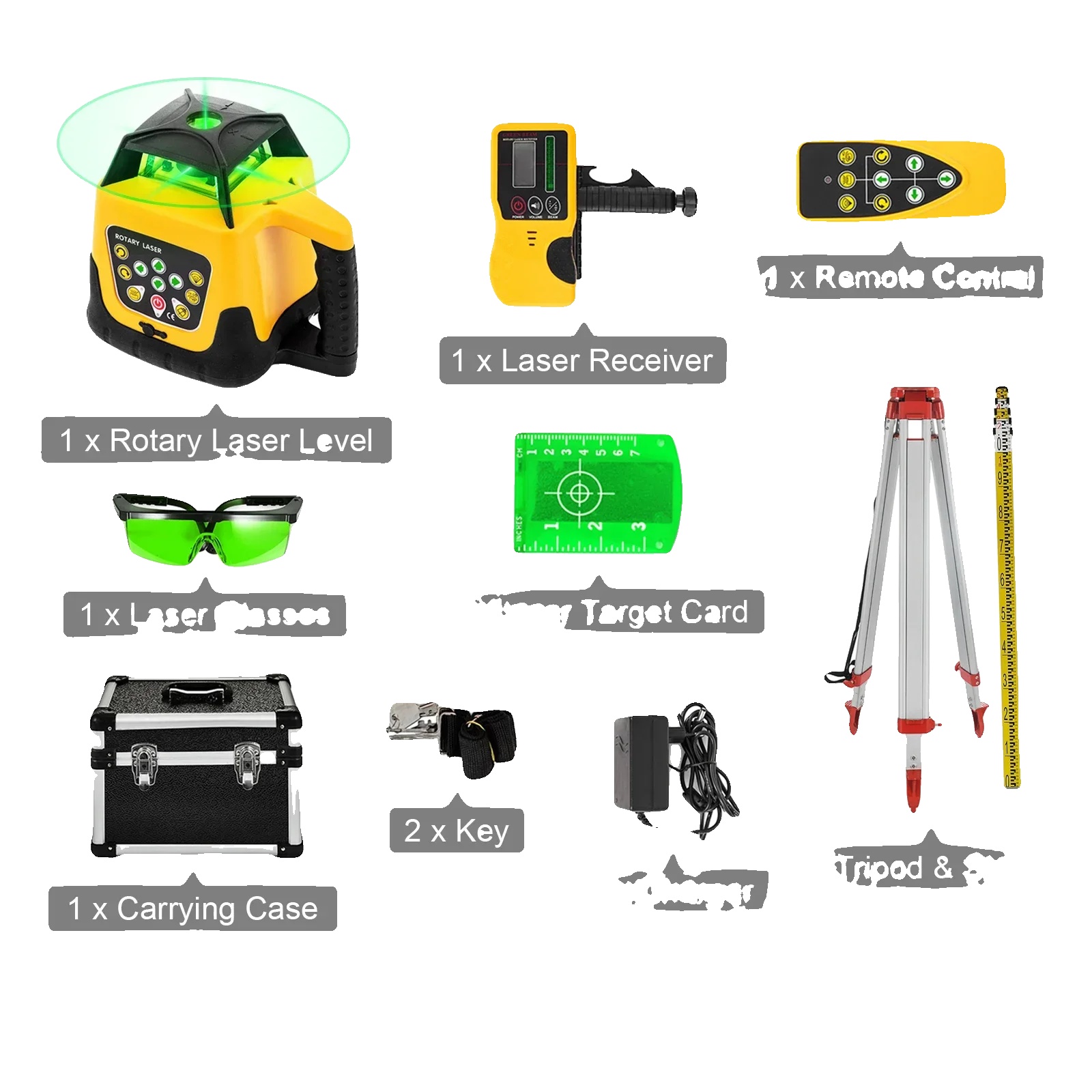 Rotationslaser-nivelliergerät, Hochpräzise Messung, Einfache Bedienung, Grünes Laserstrahl-set 1