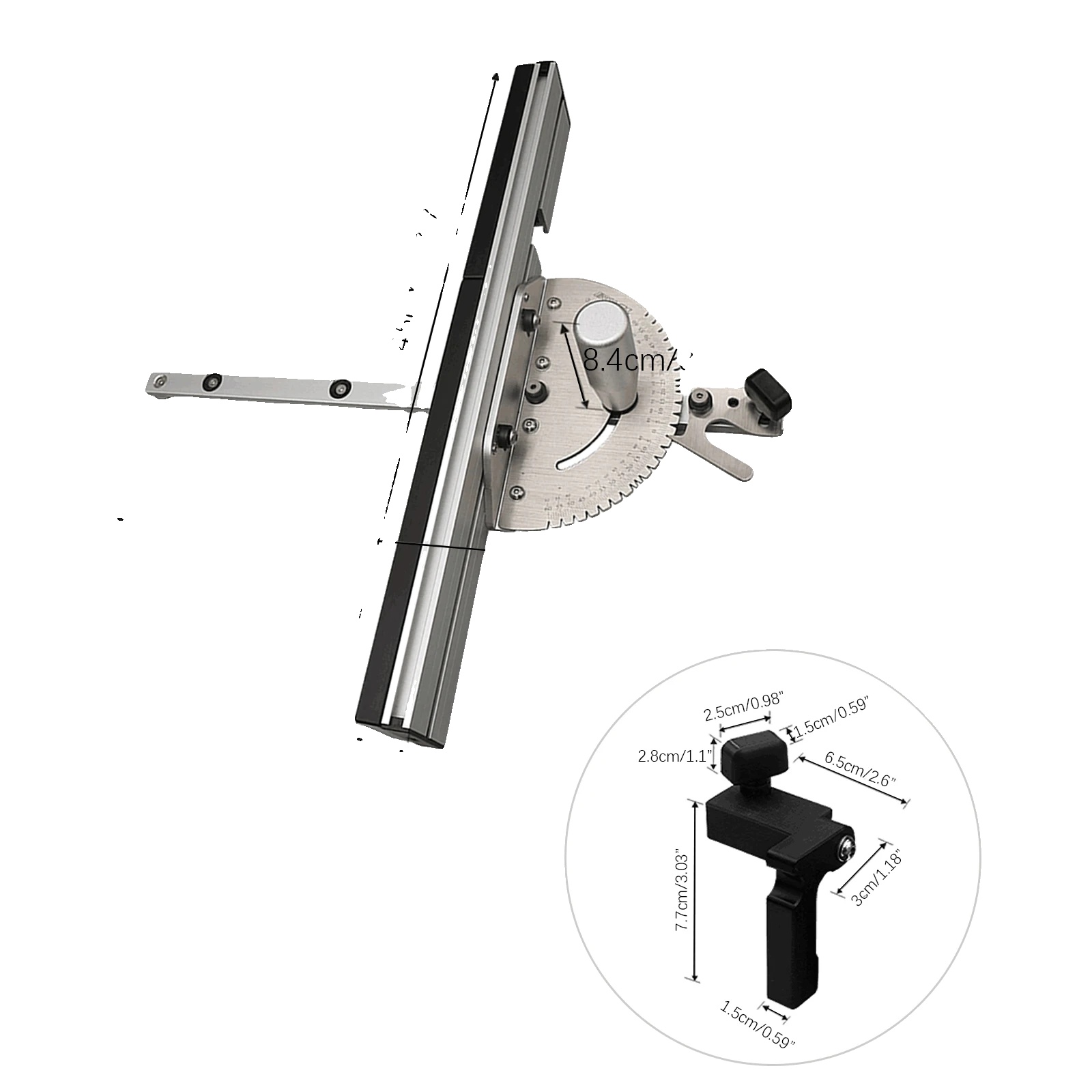 Schneidlehre, Einstellbare Winkel, Robuste Aluminiumkonstruktion, Silber