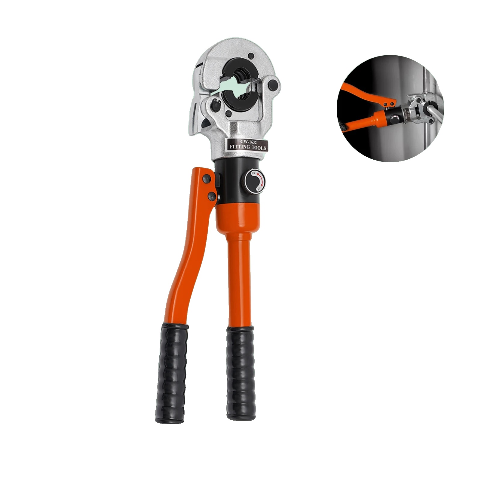 Hydraulisches Crimpwerkzeug, Maximaler Druck 80 Kn, 5 Kompatible Matrizen, Orange