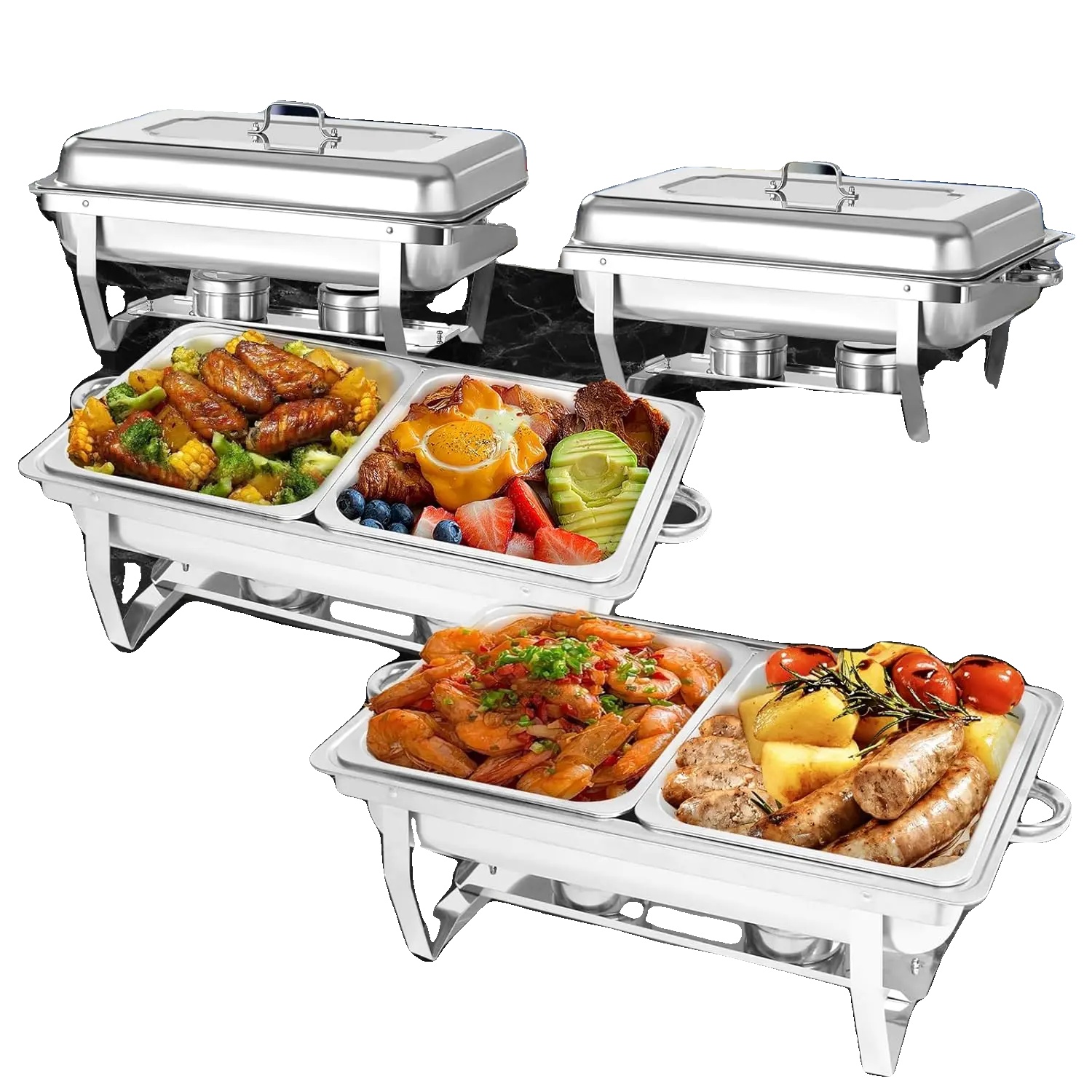 Warmhaltebehälter-set, Edelstahl, Temperaturregelung, 4er-pack À 1/2 Gn