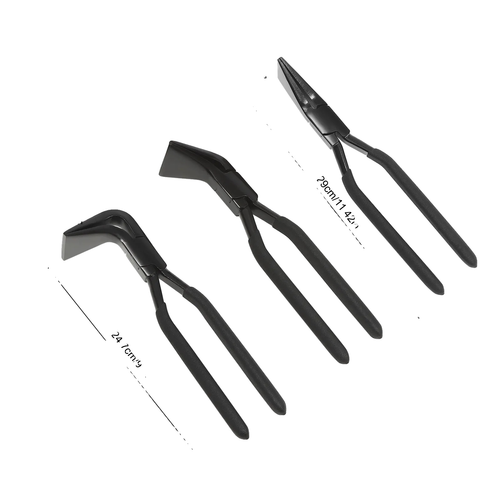 Blechzangenset, Robuster Kohlenstoffstahl, Ergonomischer Griff, Schwarz