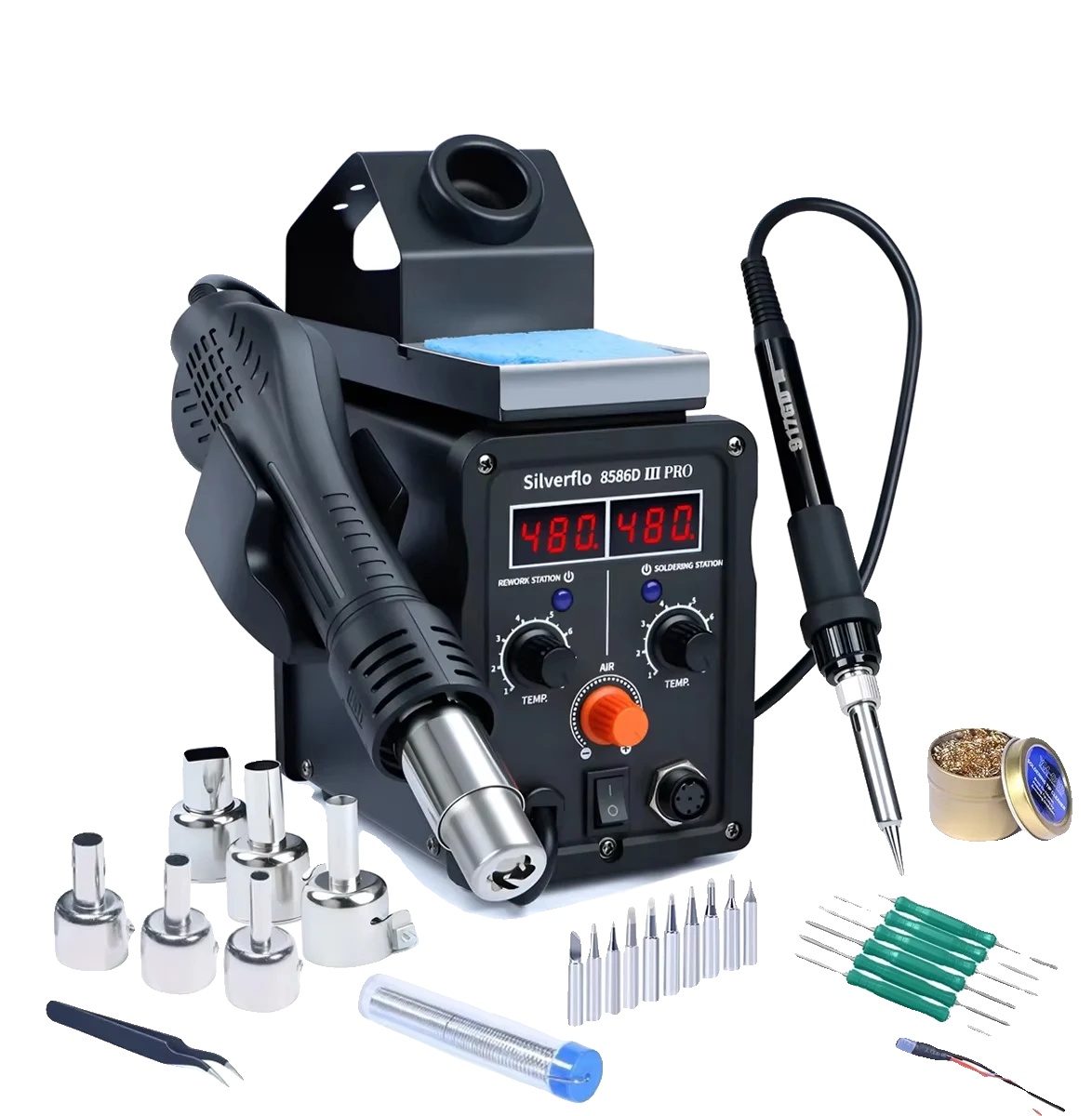 Rework-station, 780 W Leistung, Dual-digitalanzeige, 3er-pack, 220 V Eu-a