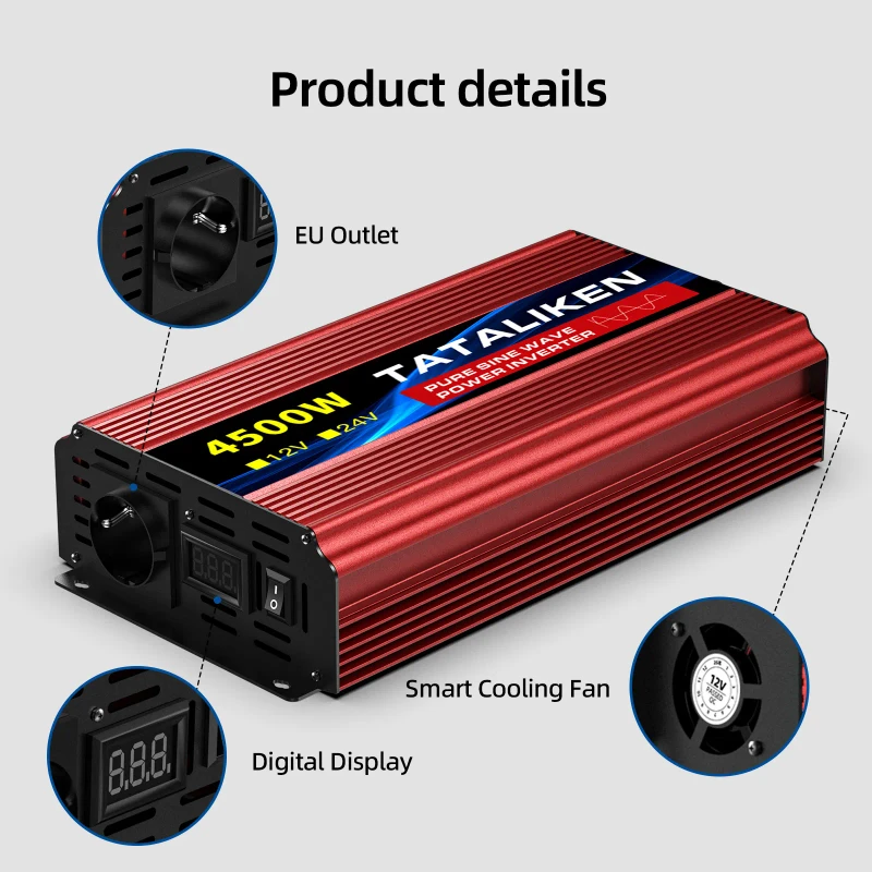 Tataliken 4500w Reiner Sinus‑wechselrichter 12v‑220v, Notstrom‑spannungswandler Für Haushalt, Camping Und Wohnmobil