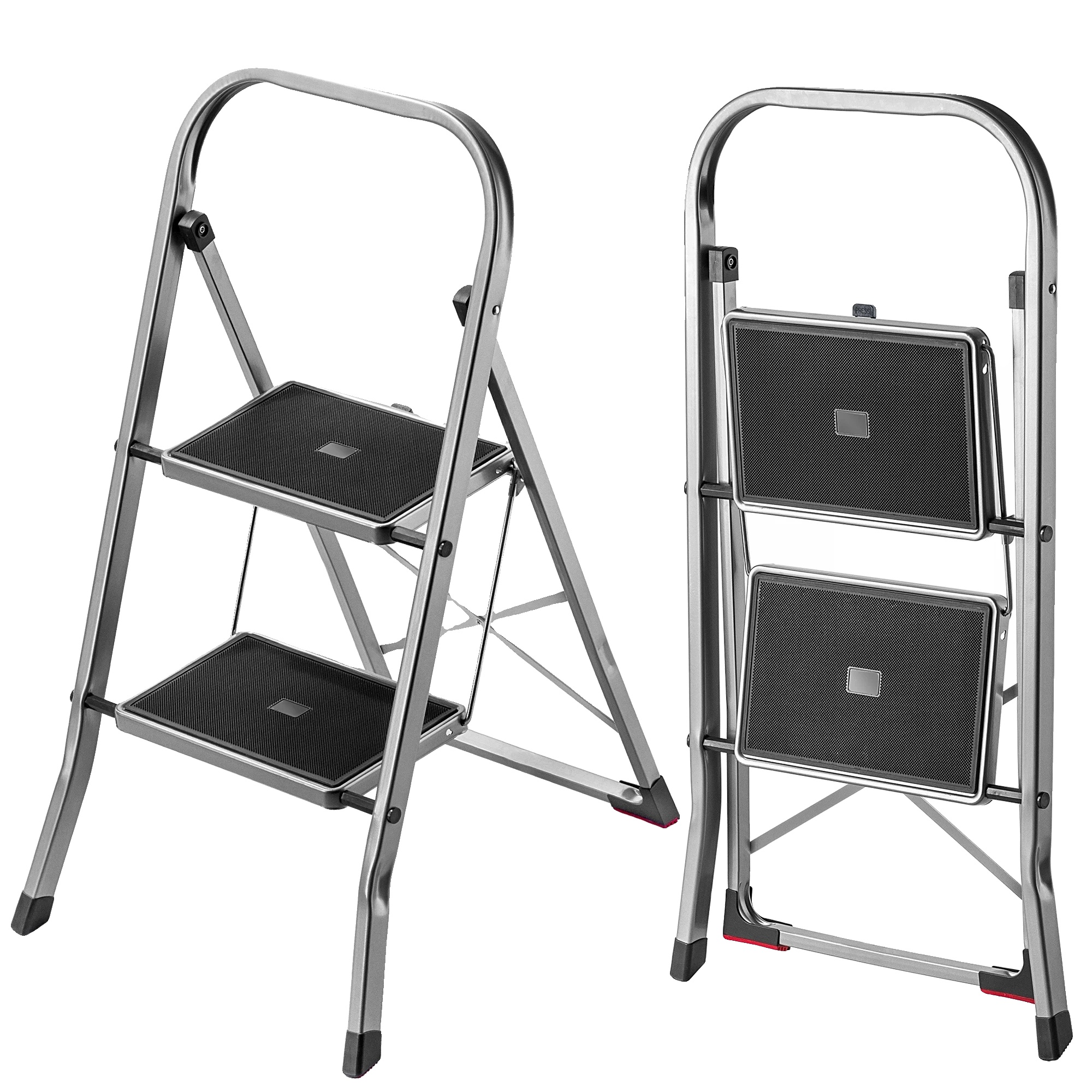 Klappleiter Aus Aluminium, Maximale Tragkraft 150 Kg, Kompakte Abmessungen, Schnellfaltmechanismus, Rutschfeste Füße