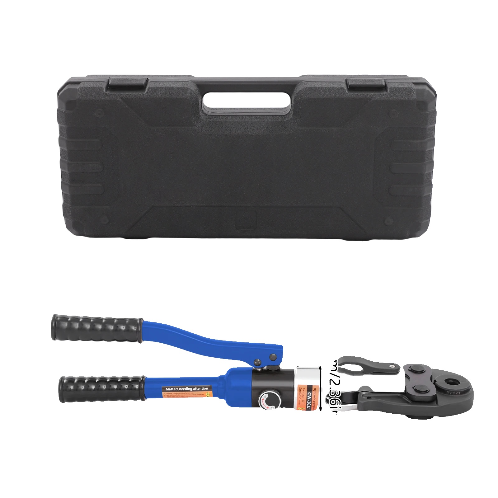 Hydraulisches Crimpwerkzeug, Ergonomischer Griff, 4 Austauschbare Matrizen, Blau