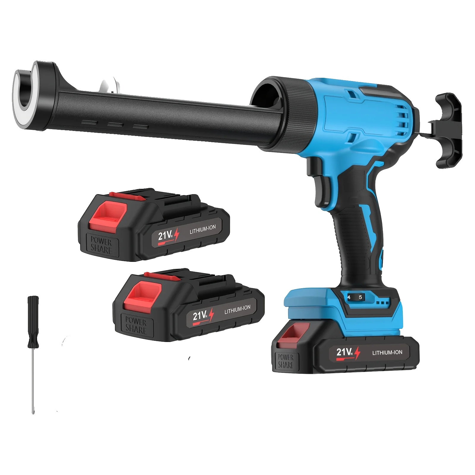Heißklebepistole, 6 Geschwindigkeitsstufen Einstellbar, Led-licht, Zwei Batterien (blau)