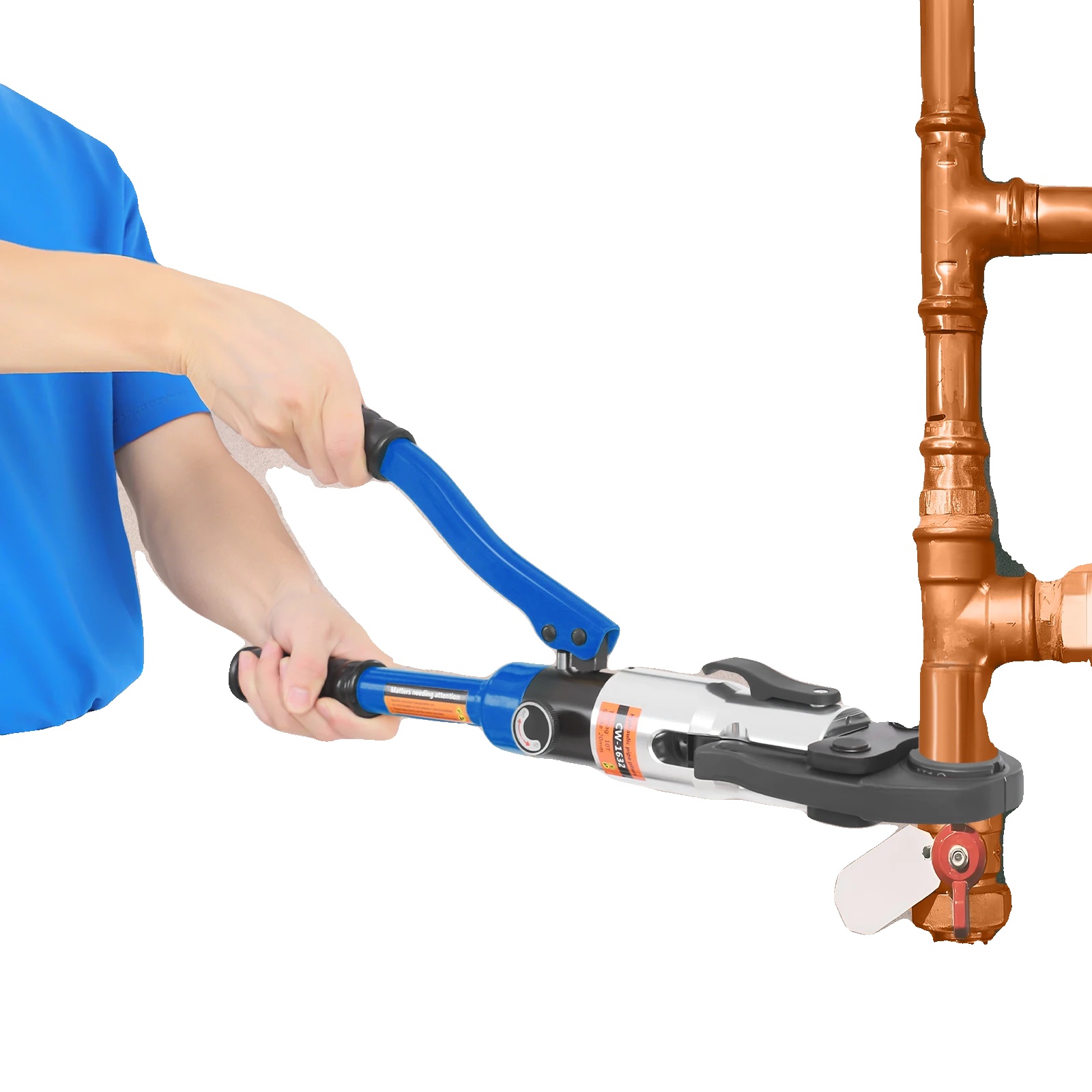Manuelle Hydraulische Crimpzange, 10 Tonnen Crimpkraft, 20 Mm Hublänge, Abmessungen 41 × 12 × 6 Cm, Gewicht 5,5 Kg, Matrizengrößen Von 12 Mm Bis 28 Mm