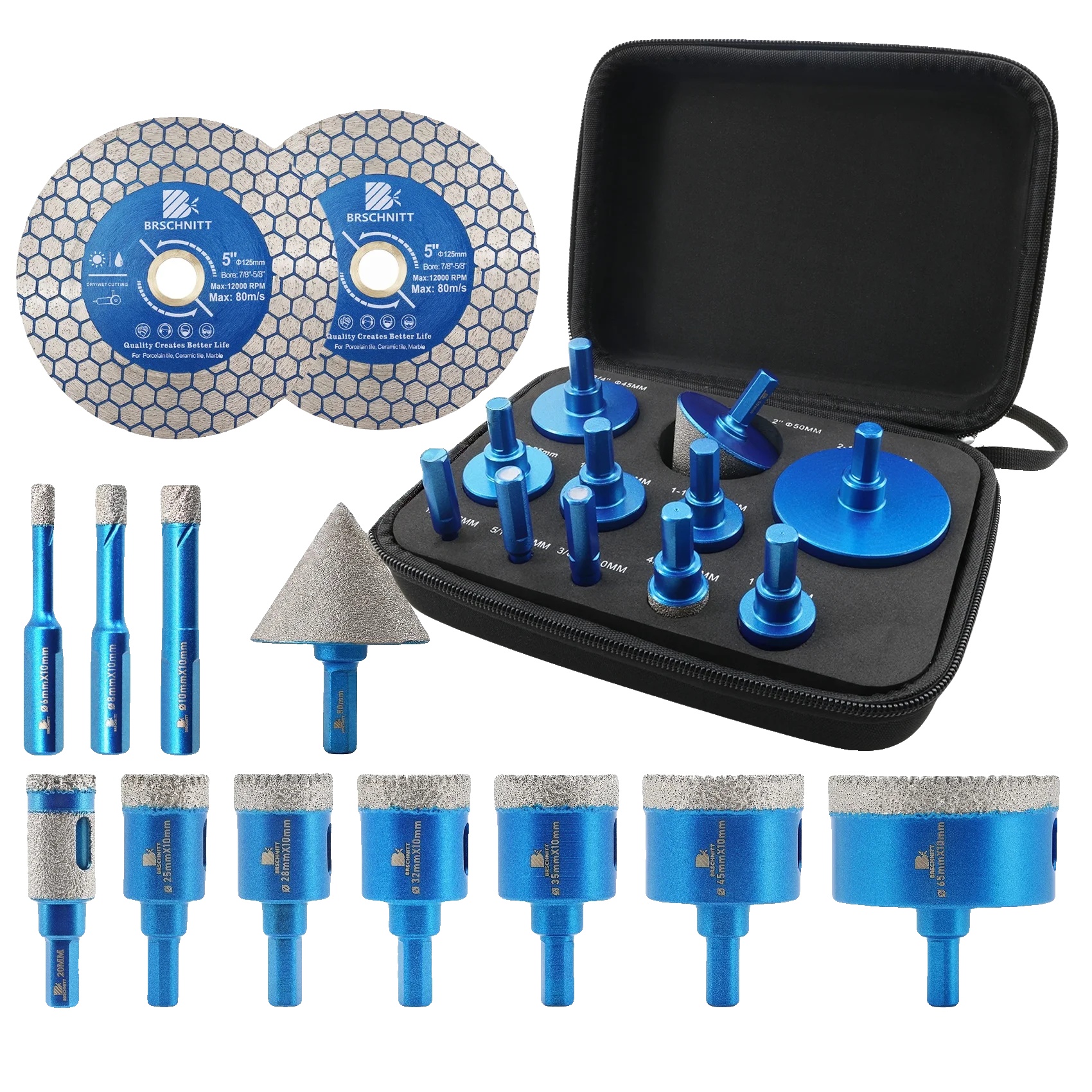 Diamantbohrer-set, Dreieckiger Schaft, Multifunktionale Schneidwerkzeuge, 13-teiliges Set
