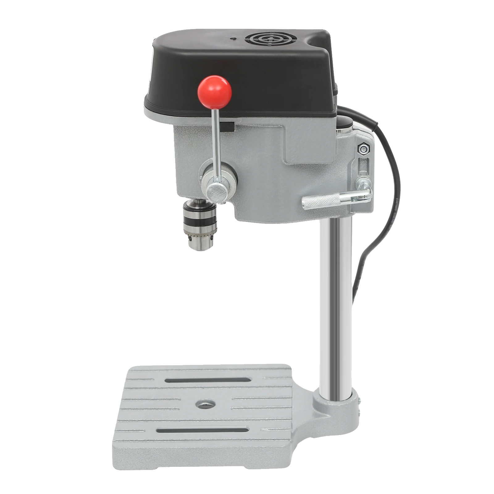Säulenbohrmaschine, Hohe Präzision, Robuster Gusseisensockel, Silber