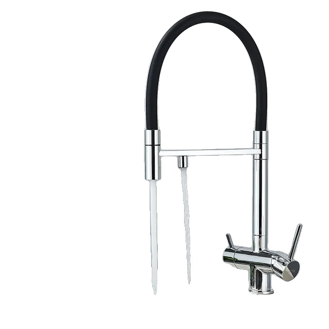 Küchenarmatur Mit Wasserfilter, Doppelgriff, Ausziehbrause, Chrom A