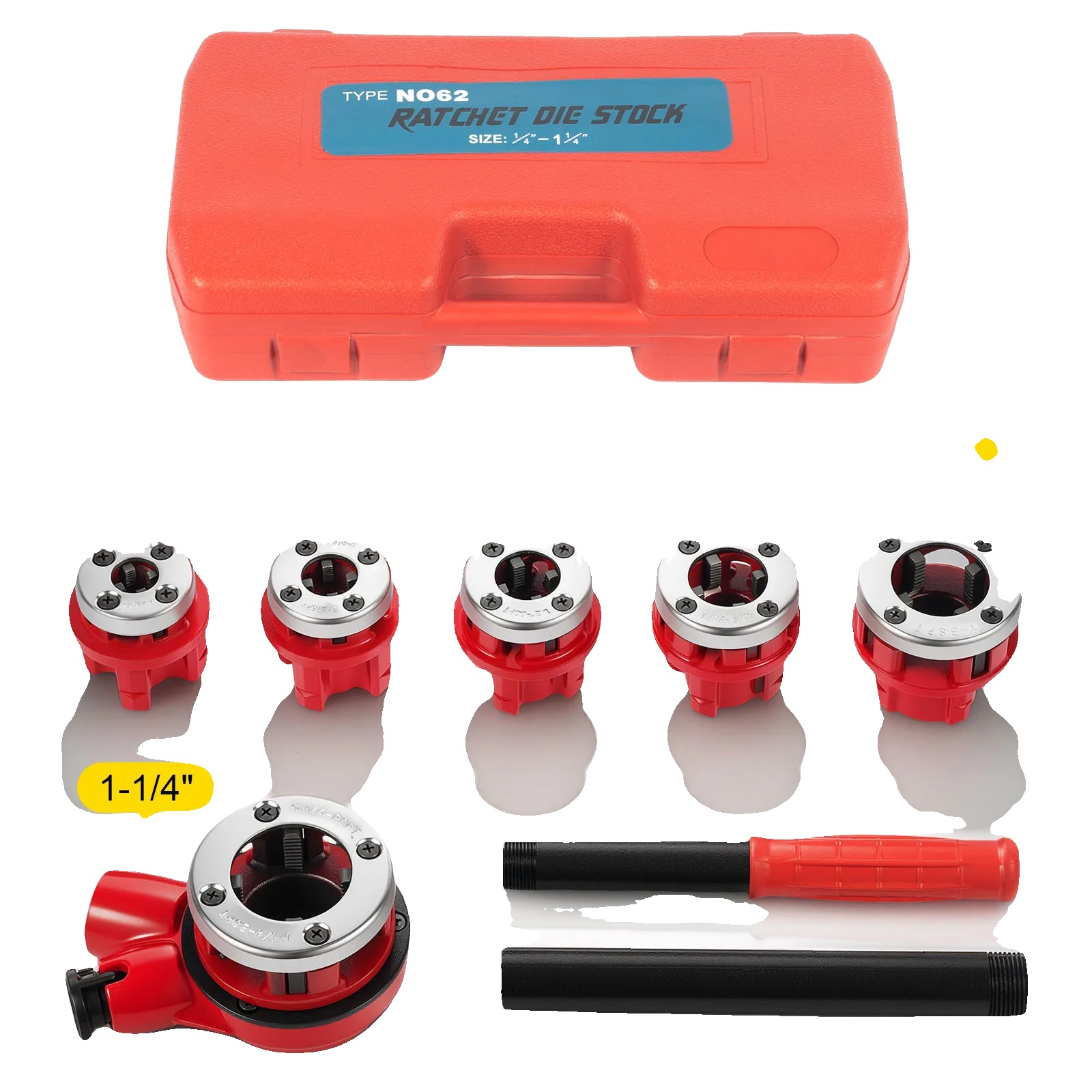 Rohrschneidwerkzeug-set, Verstellbare Griffe, 5 Schneideisen, 6-teilig Inklusive 6 Mm
