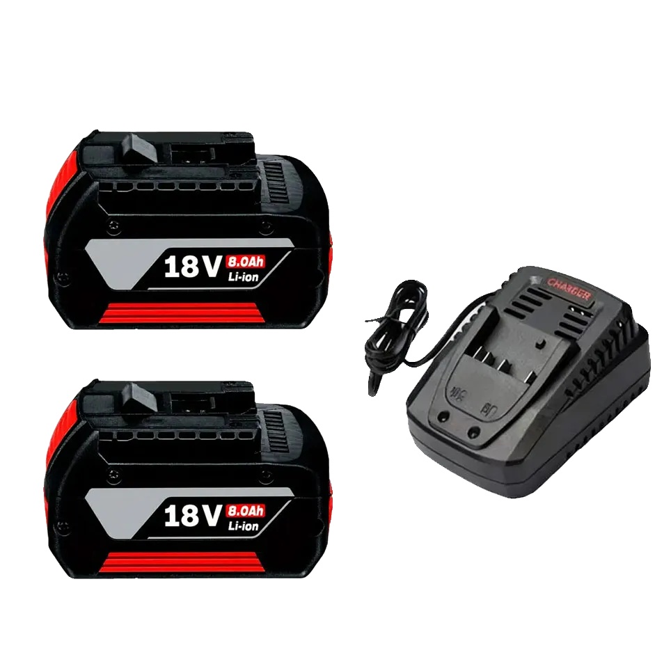 Akku, 8000 Mah Kapazität, Kompatibel Mit Elektrowerkzeugen, 2 X 8,0 Ah, Ladegerät X 1