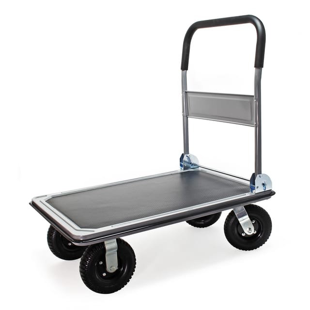 Xpotool - Wiltec Plattformwagen bis 300 kg 895x610x985 mm, Transportkarre klappbar mit Bügelgriff und Anti Rutsch Belag und Kantenschutz,