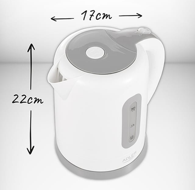 Ad 1234 Elektrischer Wasserkocher 7 Tassen, 1,7 Liter, 2200 w, BPA-frei, 2200 w, 1,7 Liter, Kunststoff, Blau, Farbe white - Adler