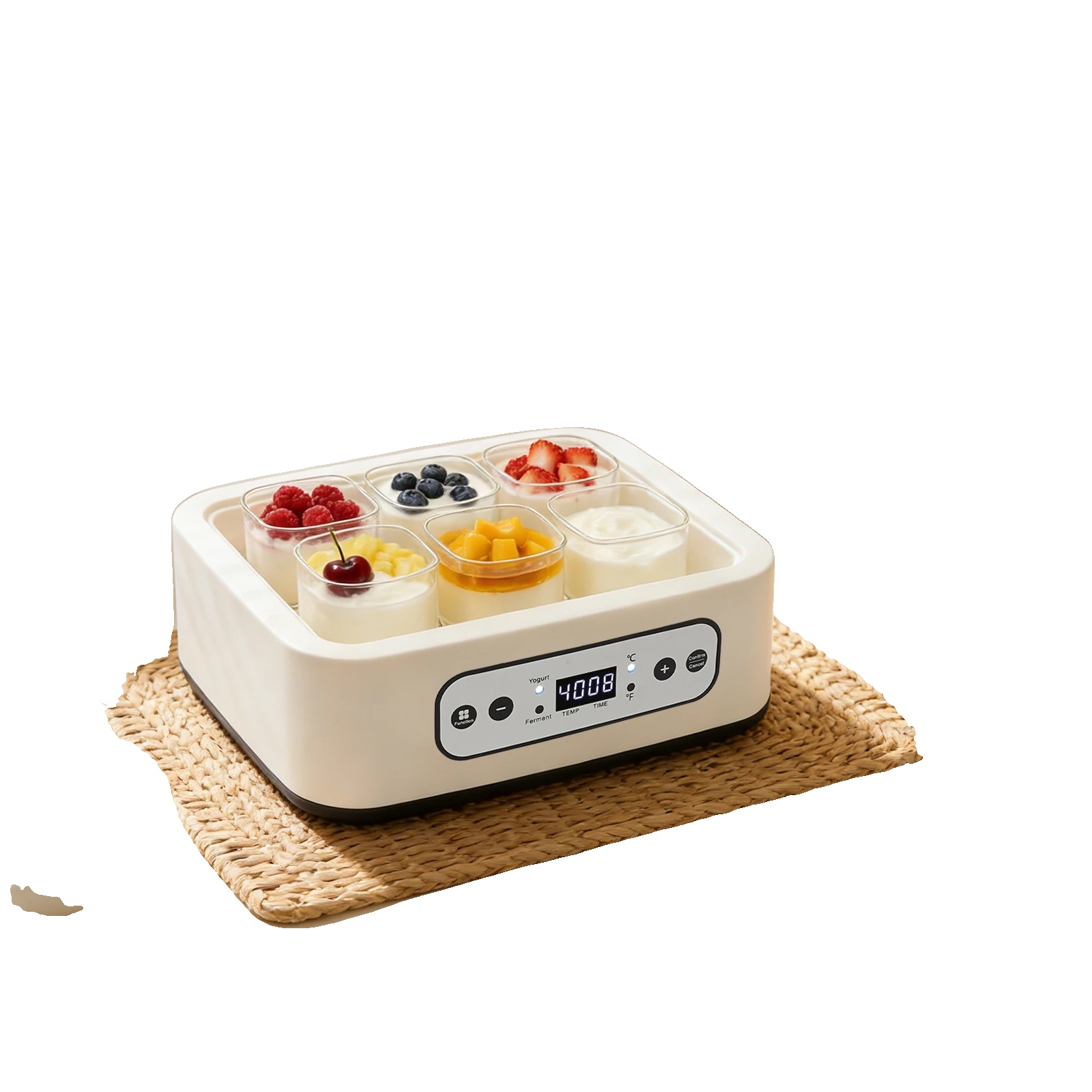 Joghurtbereiter, 1,5 L Fassungsvermögen, Temperatur Einstellbar Von 21–48 °c, 25 W Nennleistung, Abmessungen 26 X 21 X 15 Cm, Leiser Betrieb 45 Db