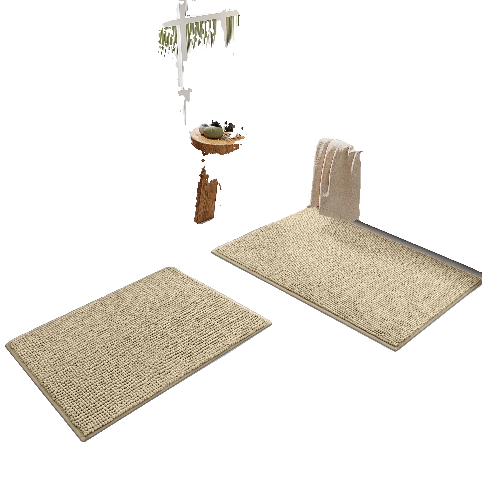 Badematte, Superweich, Schnelltrocknend, Beige, 60x120