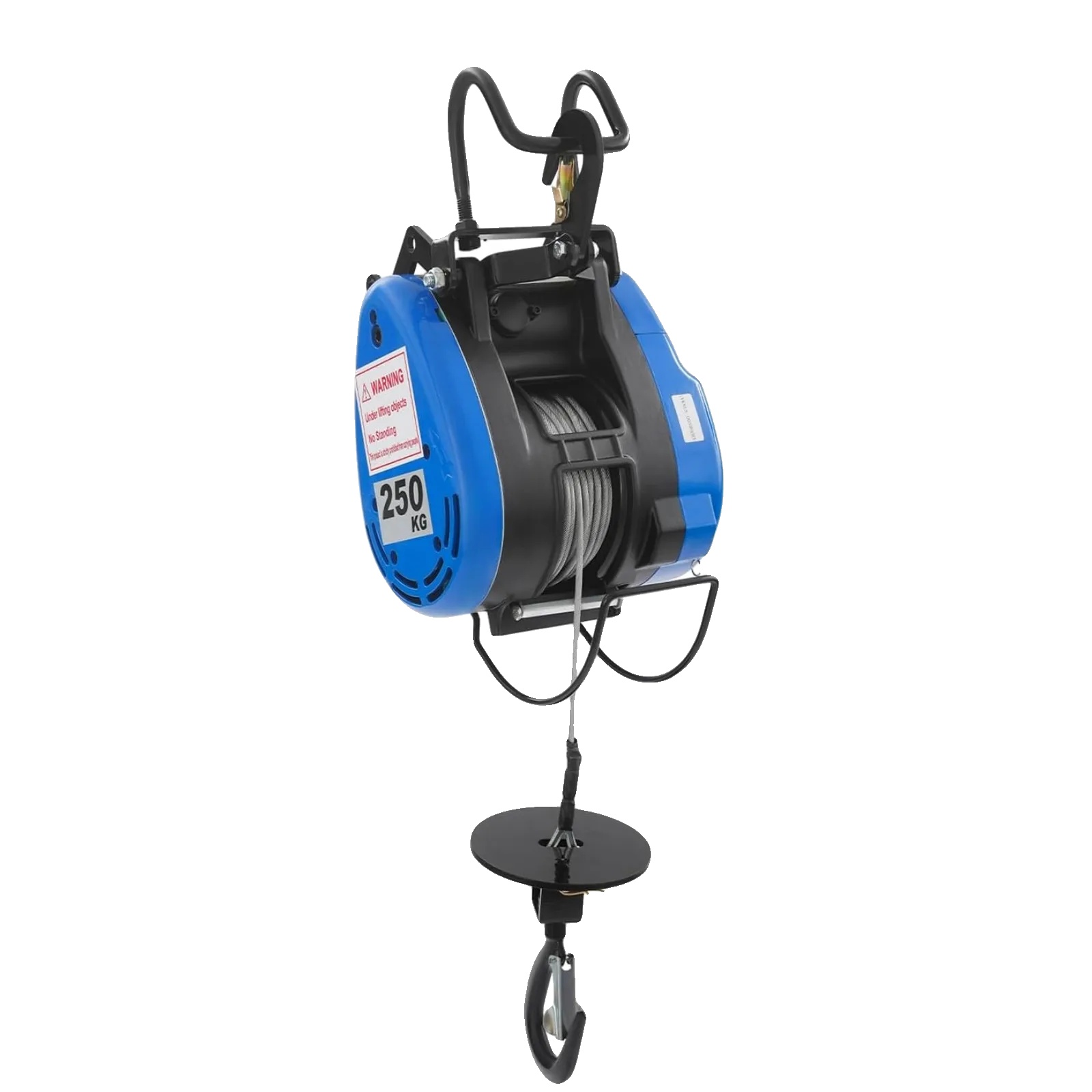Elektrische Seilwinde, 250 Kg Tragkraft, Funkfernbedienung, Blau