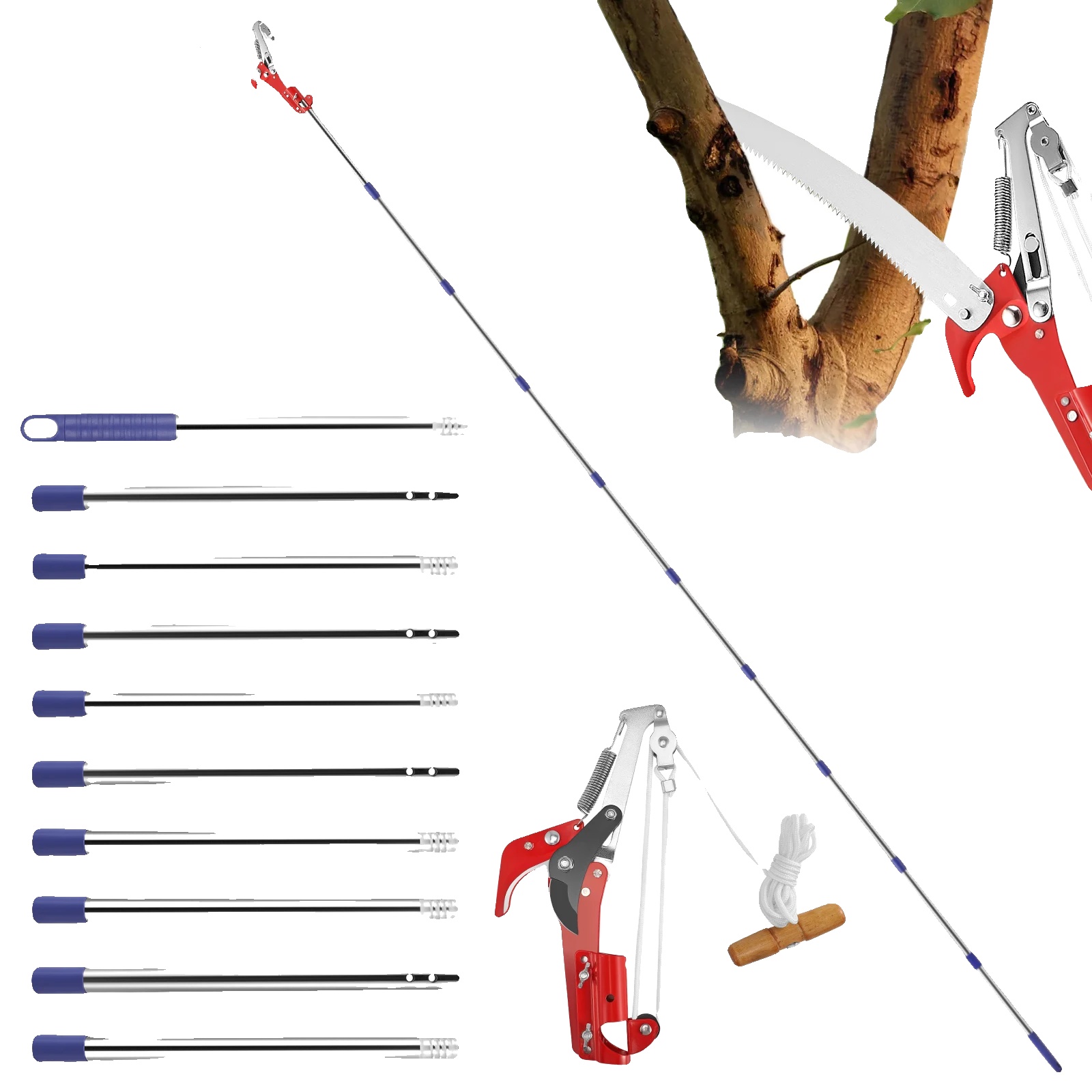 Gartenschere, Teleskopdesign, Robuster Edelstahl, Braun