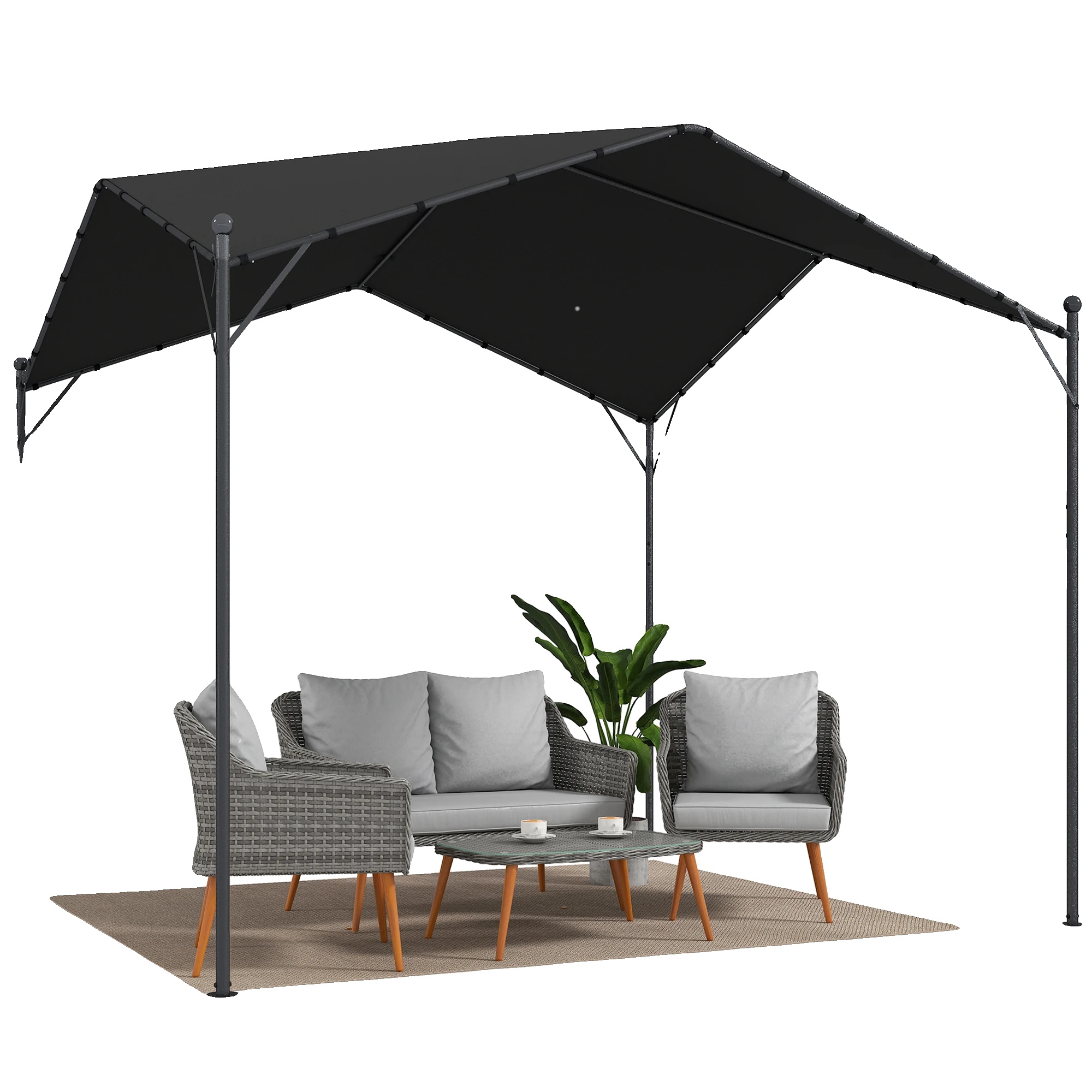 Gartenpergola, 3 X 3 Meter, Schrägdach, Uv-schutz 30+, Strapazierfähiges Material, Geräumiges Design