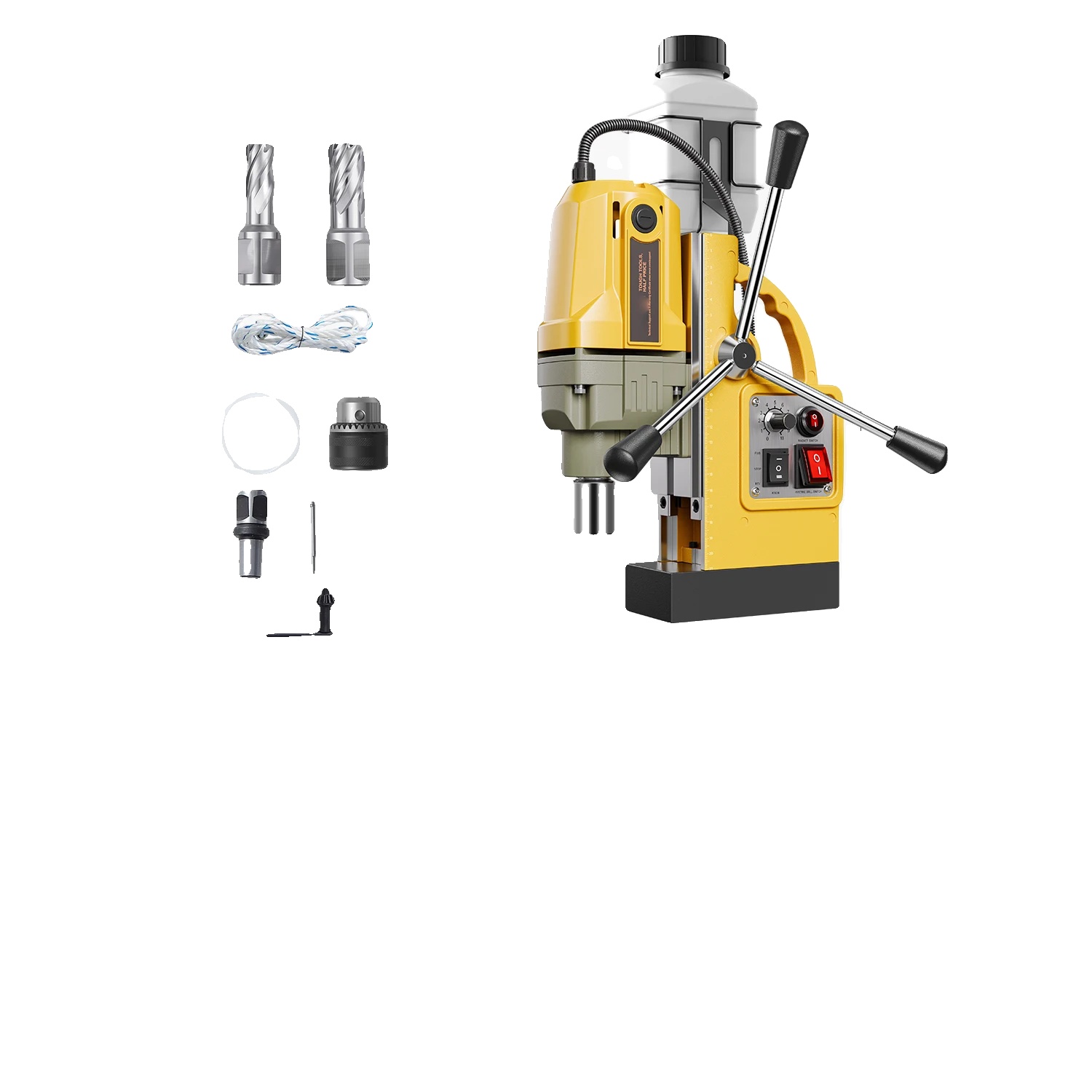Magnetbohrmaschine, Leistungsstarker Motor, Einstellbare Drehzahl, 1200 W, 2-teiliges Set