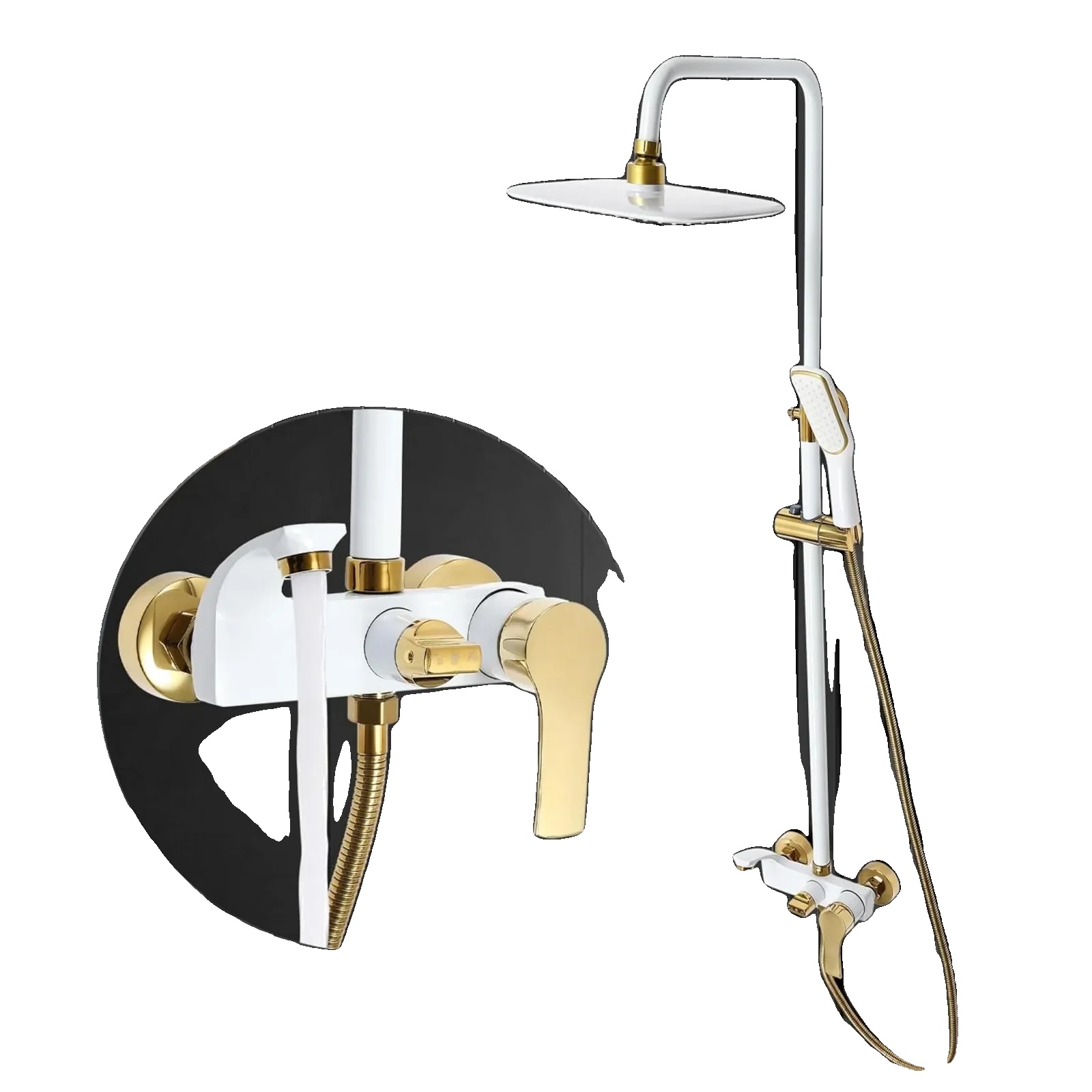 Duschset, 3 Wasserauslassmodi, Wandmontage, Gold