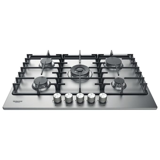 Hotpoint Pph 75g Df/ix Premium Range 5-zonen-gaskochfeld 1 Doppelkrone Gusseisen Roste Mymenu Flame Control 75 Cm Edelstahl