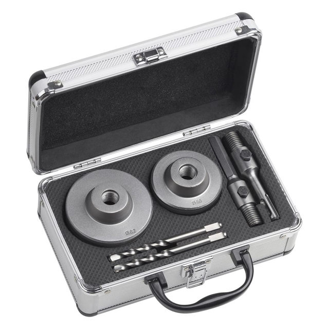 Bohrkronen-Set 6-teilig - ø 68 + 82 mm - 50 mm Schnitttiefe - SDS-Plus- & Sechskant-Adapter - 2 Zentrierbohrer / Lochbohrer für Mauerwerk &