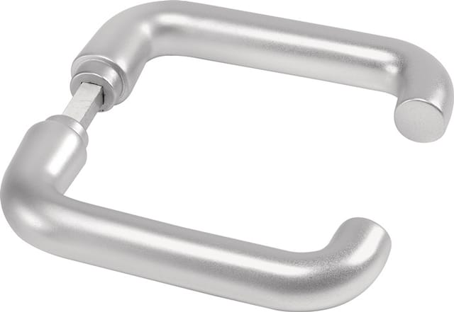 FP - Türdrückerpaar U-Form 475 g rd.Form,18mm Führung Leichtmetall silberfarbig